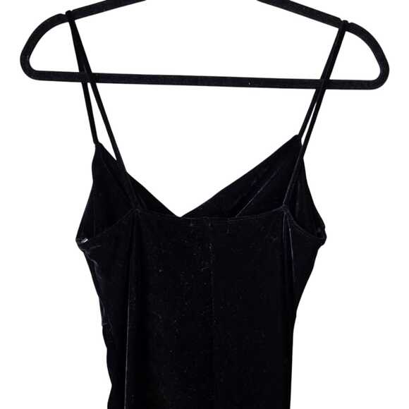 Sleeveless High Slit Velvet Maxi Dress Size M Black Bodycon Made USA Pleated - Picture 6 of 9